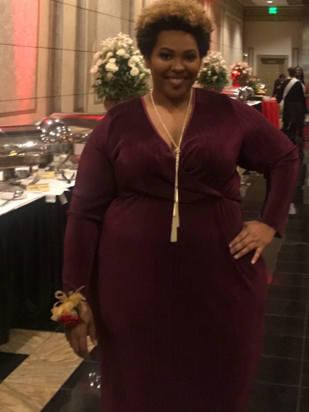 ASOS Burgundy Velvet Plunge Long Sleeve Midi Dress